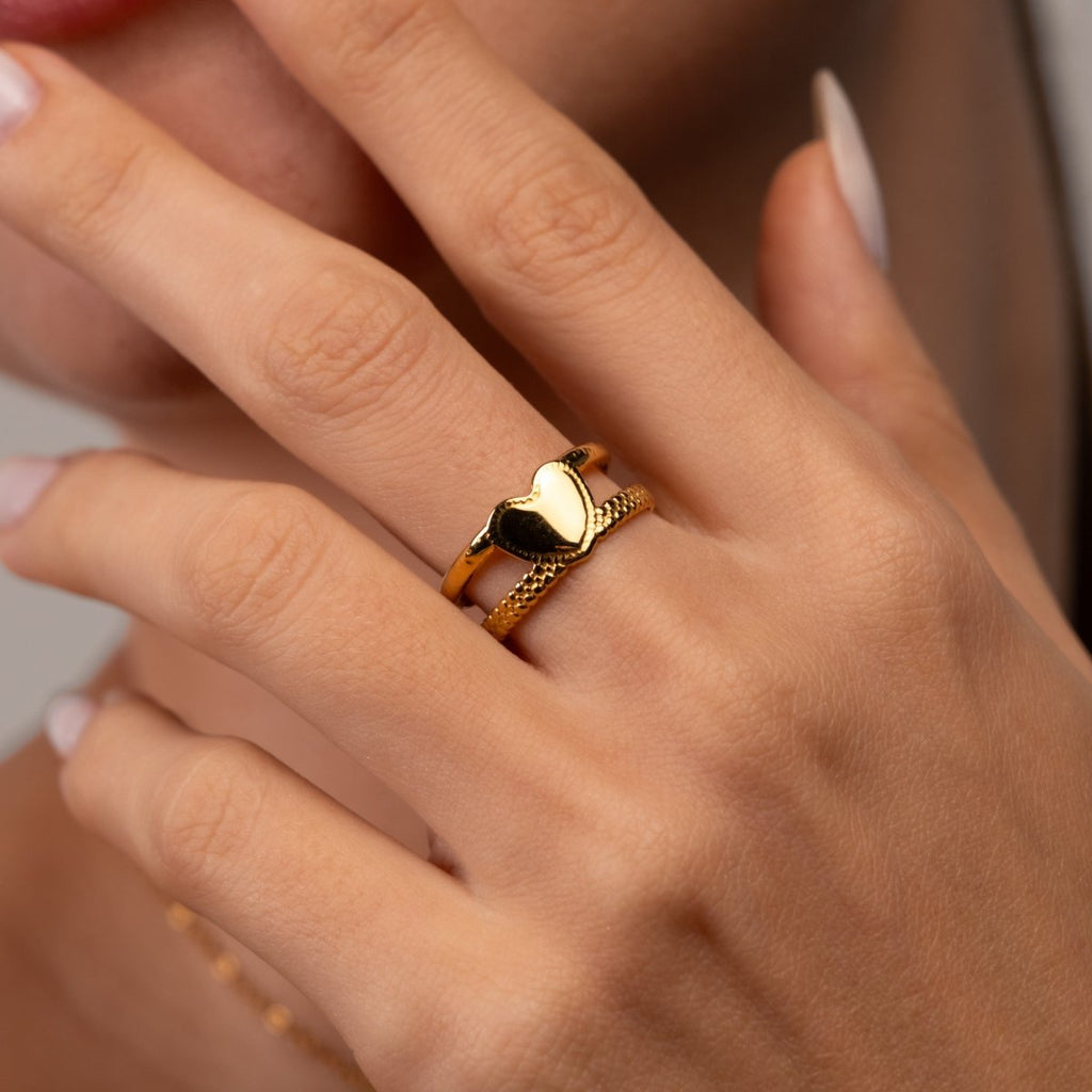 Anel Love Ajustável Banhado em Ouro 18k