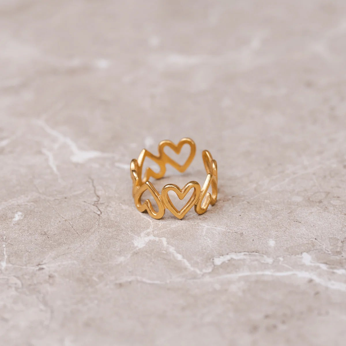 Anel Love Vazado Ajustável Banhado em Ouro 18K