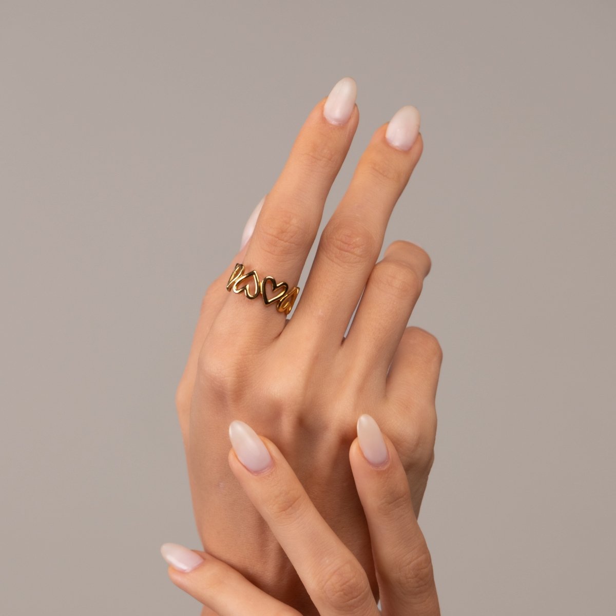 Anel Love Vazado Ajustável Banhado em Ouro 18K