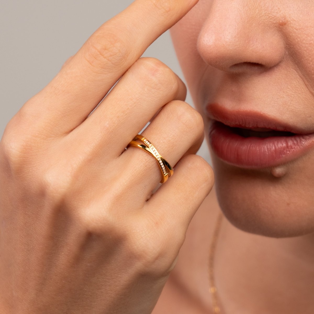 Anel Lucia Duplo Banhado em Ouro 18k