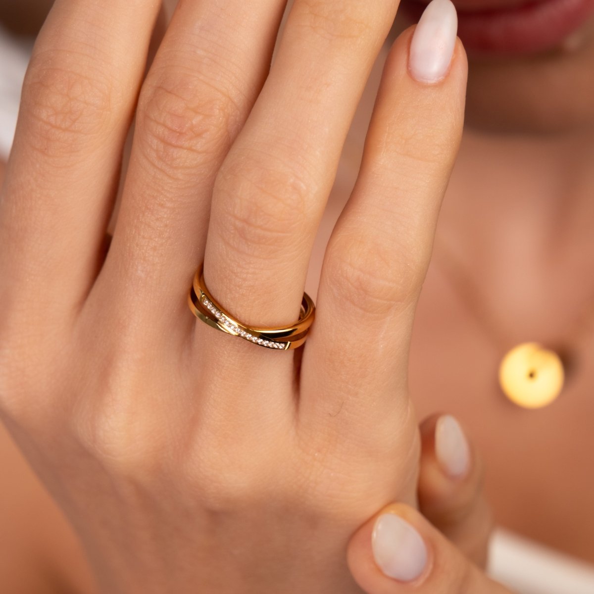 Anel Lucia Duplo Banhado em Ouro 18k