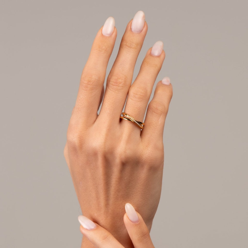 Anel Lucia Duplo Banhado em Ouro 18k