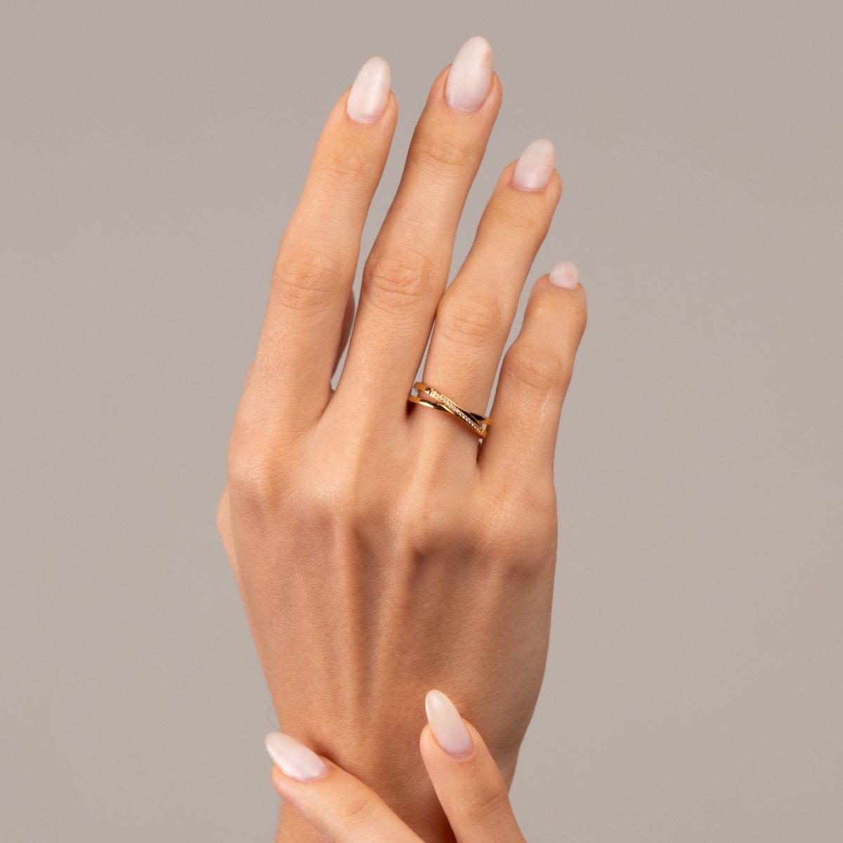 Anel Lucia Duplo Banhado em Ouro 18k
