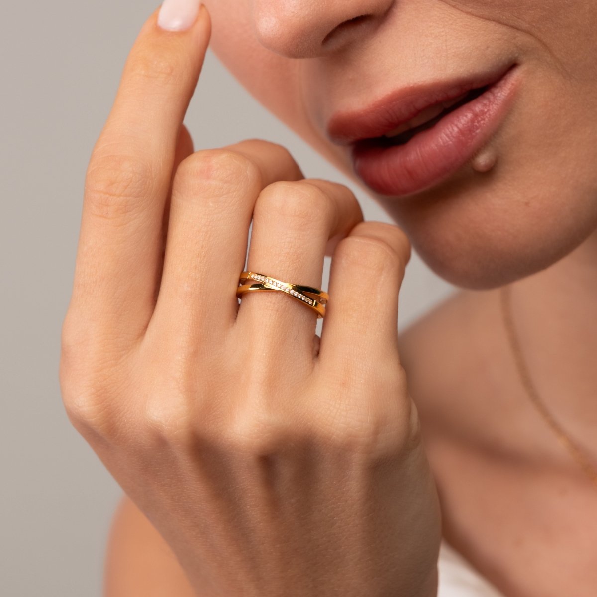 Anel Lucia Duplo Banhado em Ouro 18k
