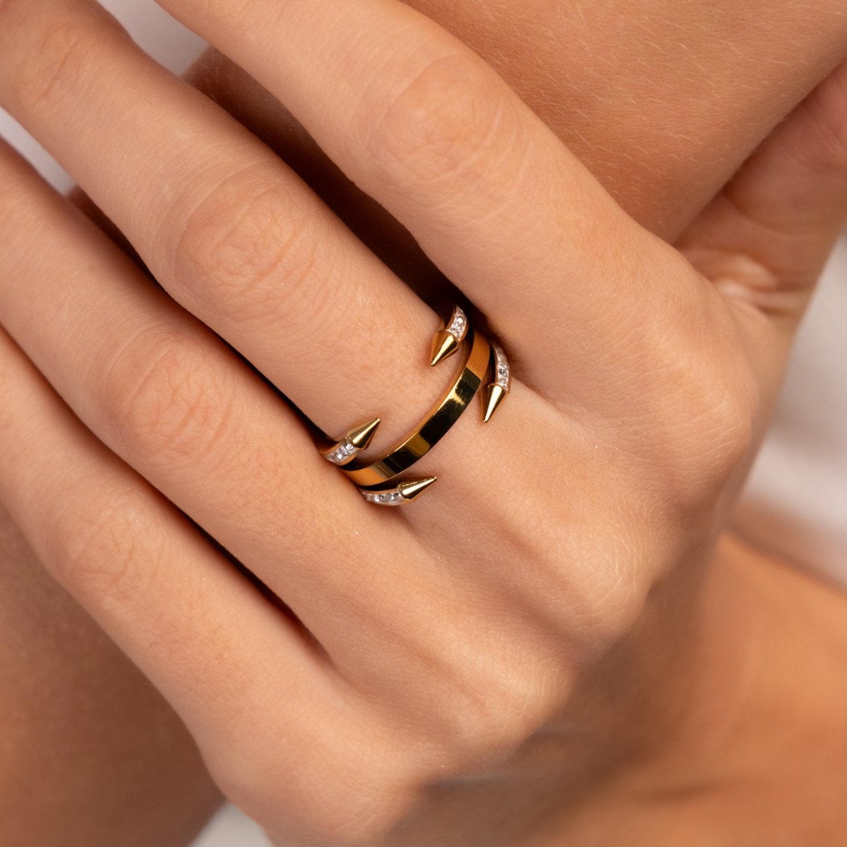 Anel Prego Pontas Banhado em Ouro 18K