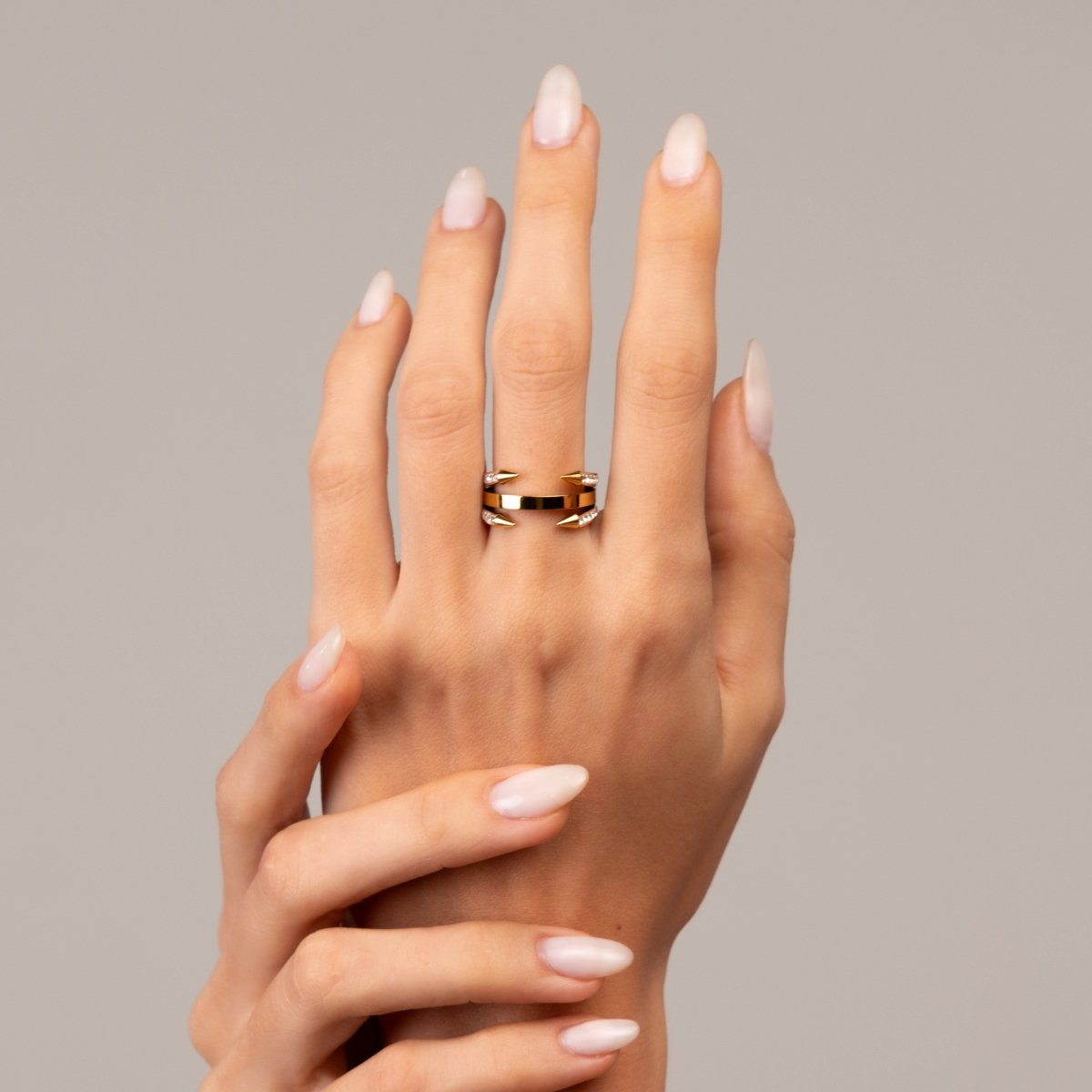 Anel Prego Pontas Banhado em Ouro 18K