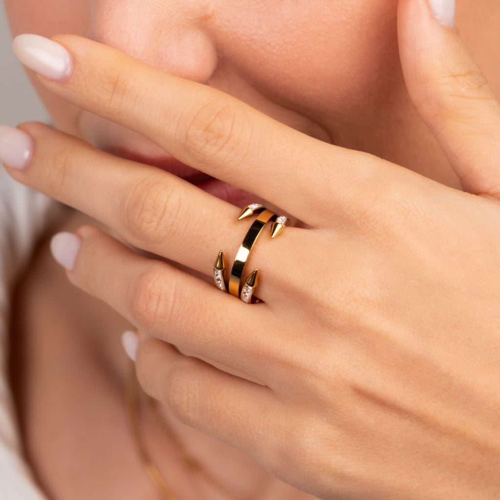 Anel Prego Pontas Banhado em Ouro 18K
