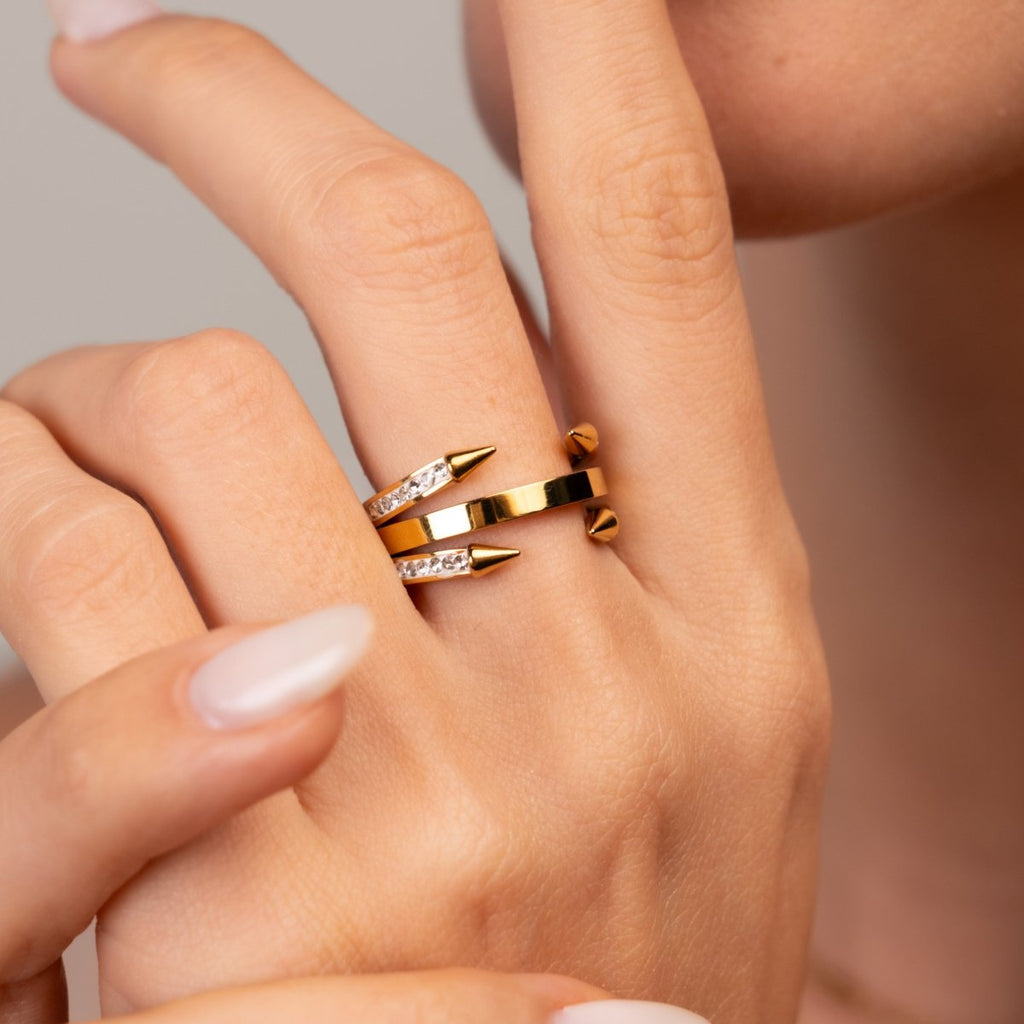 Anel Prego Pontas Banhado em Ouro 18K