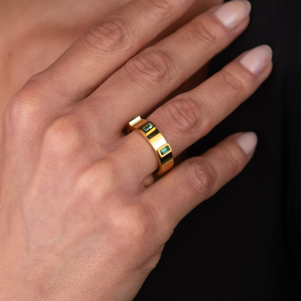 Anel Prestige Cúbica Banhado em Ouro 18K