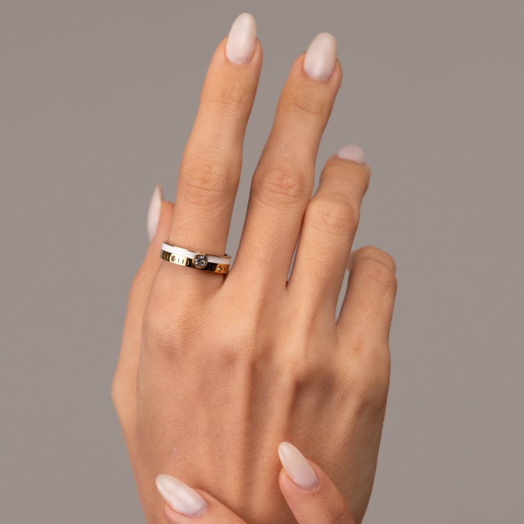 Anel Rainha Pedra Cristal Banhado em Ouro 18k