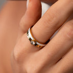Anel Rainha Pedra Cristal Banhado em Ouro 18k
