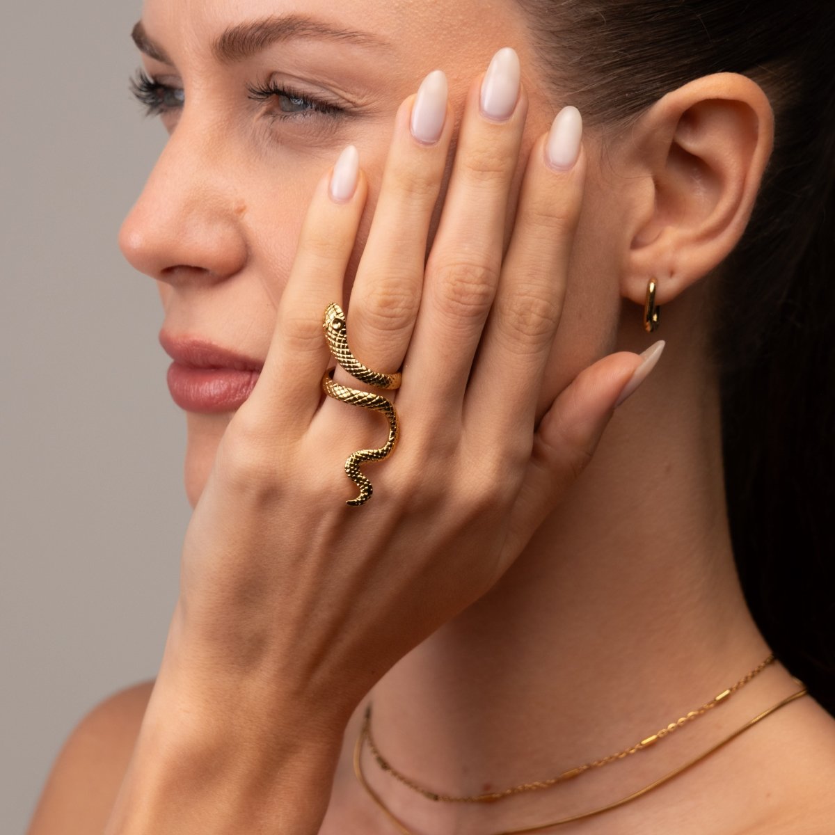 Anel Serpente Ajustável Banhado em Ouro 18K