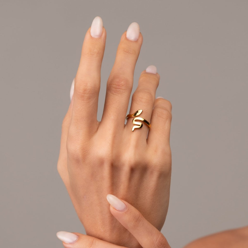 Anel Serpente Banhado em Ouro 18K