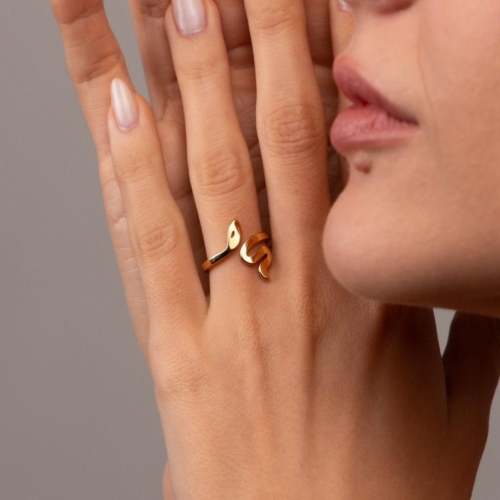 Anel Serpente Banhado em Ouro 18K