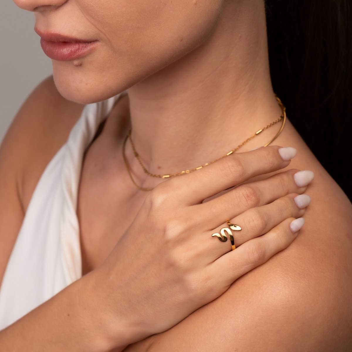 Anel Serpente Banhado em Ouro 18K