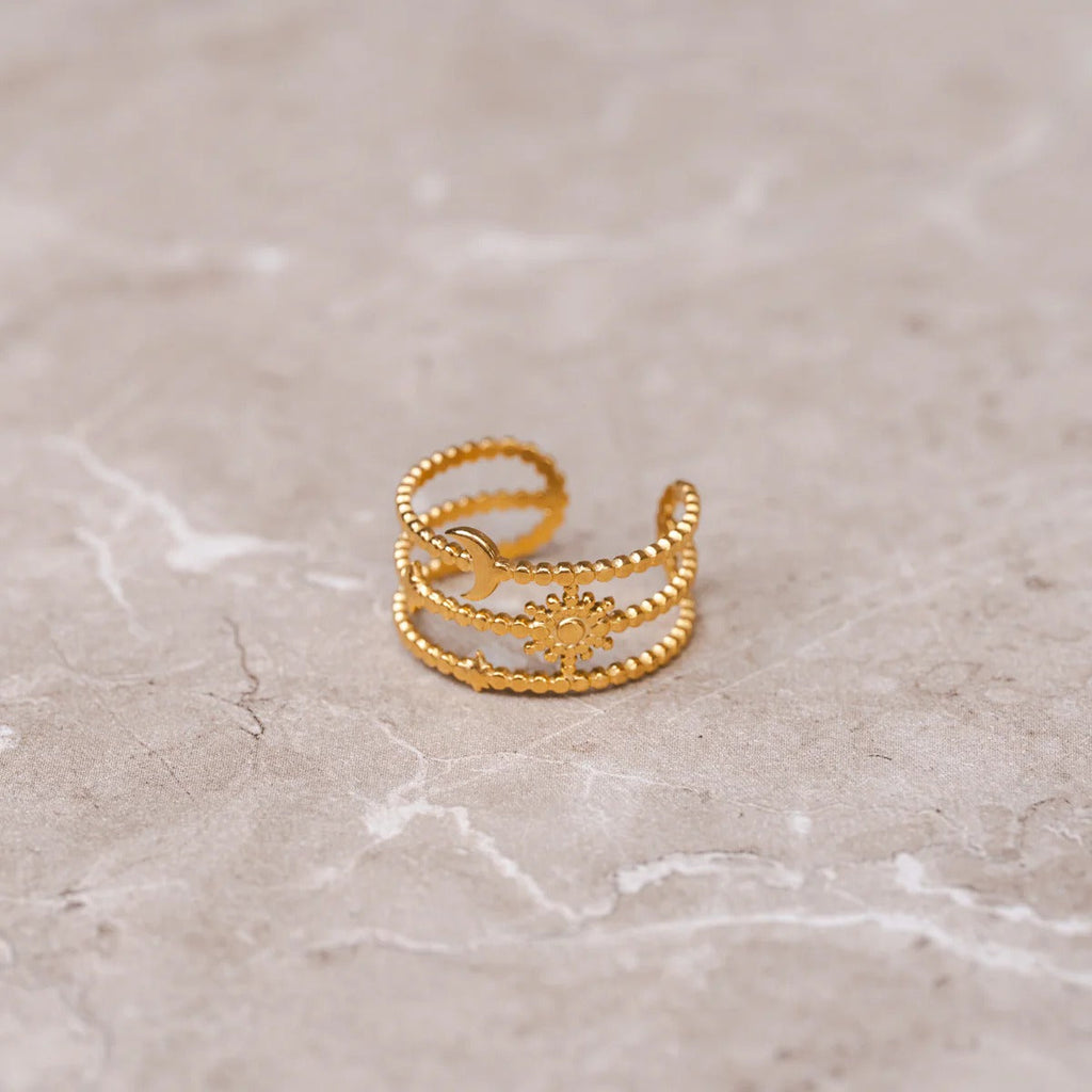 Anel Sky Ajustável Banhado em Ouro 18K