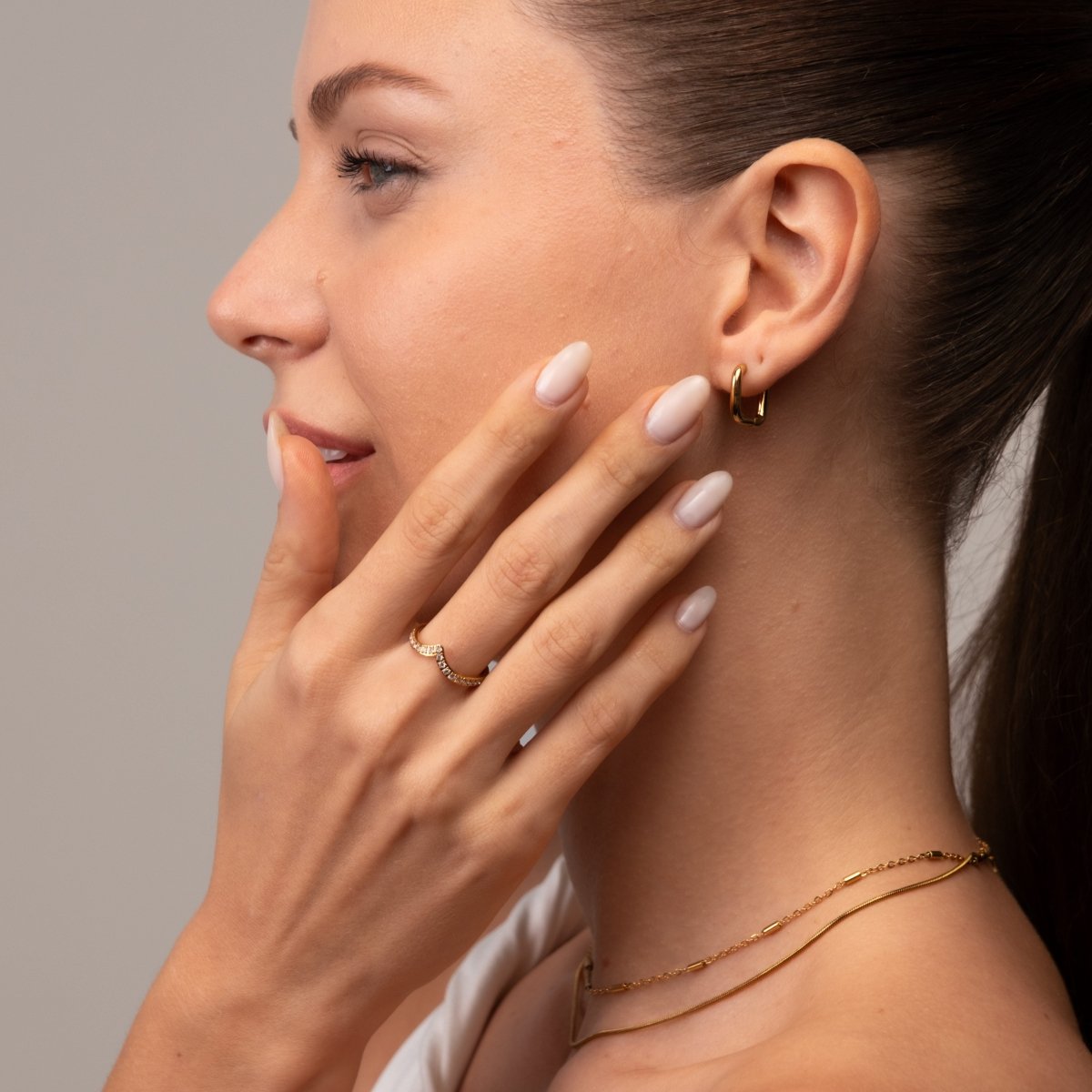 Anel Trinity Zircônia Banhado em Ouro 18K