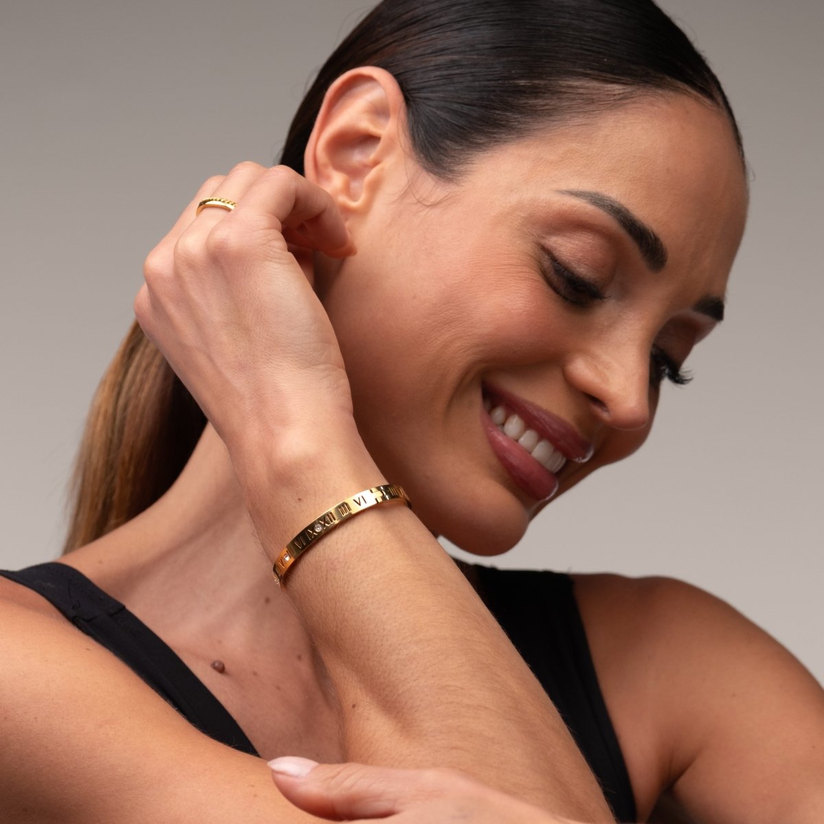 Bracelete Algarismo Romanos Banhado em Ouro 18K