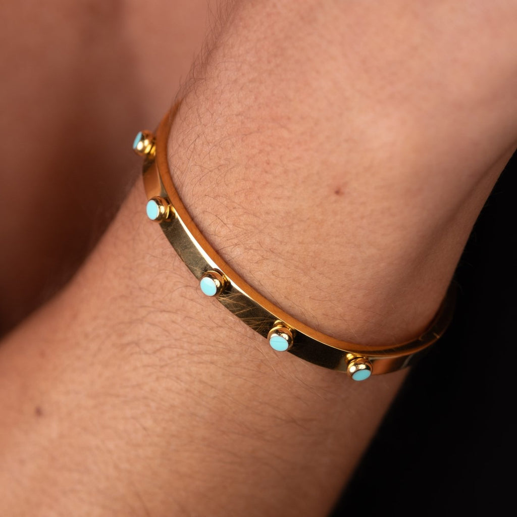Bracelete Aqua Stone Banhado em Ouro 18K