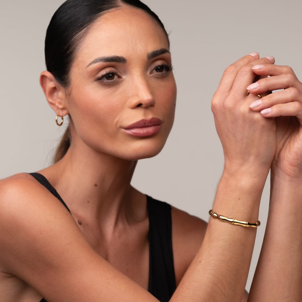 Bracelete Bamboo Banhado em Ouro 18k
