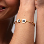Bracelete Bella Ônix Banhado em Ouro 18k