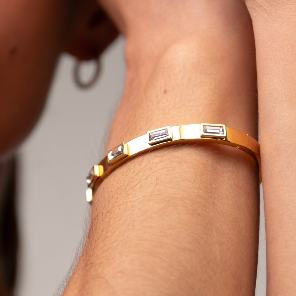 Bracelete Cristais Navete Banhado em Ouro 18K