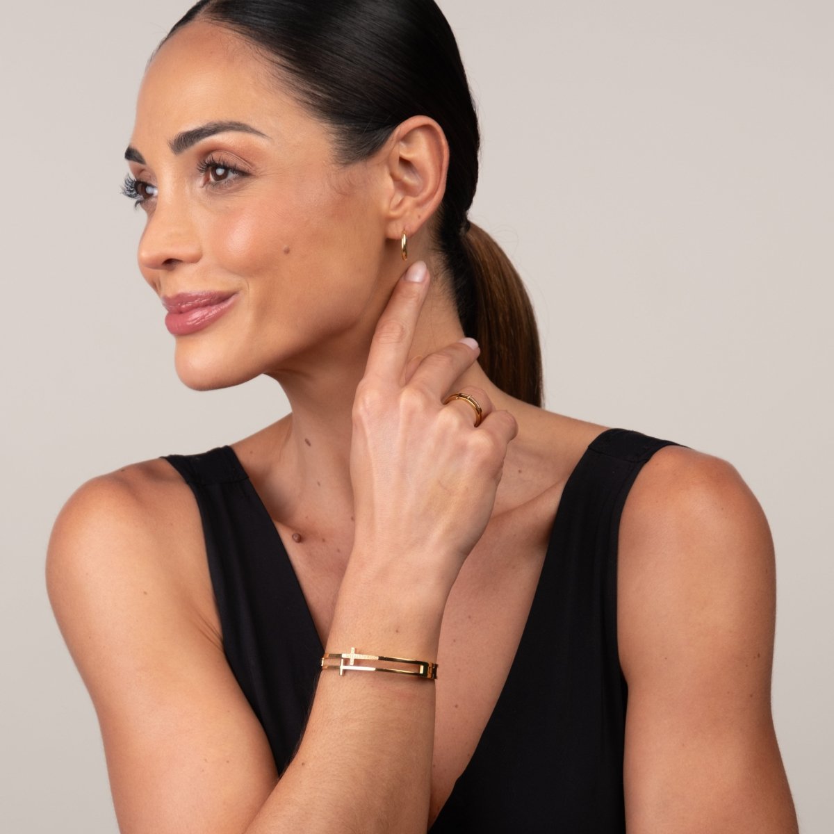 Bracelete Cruz Banhado em Ouro 18k