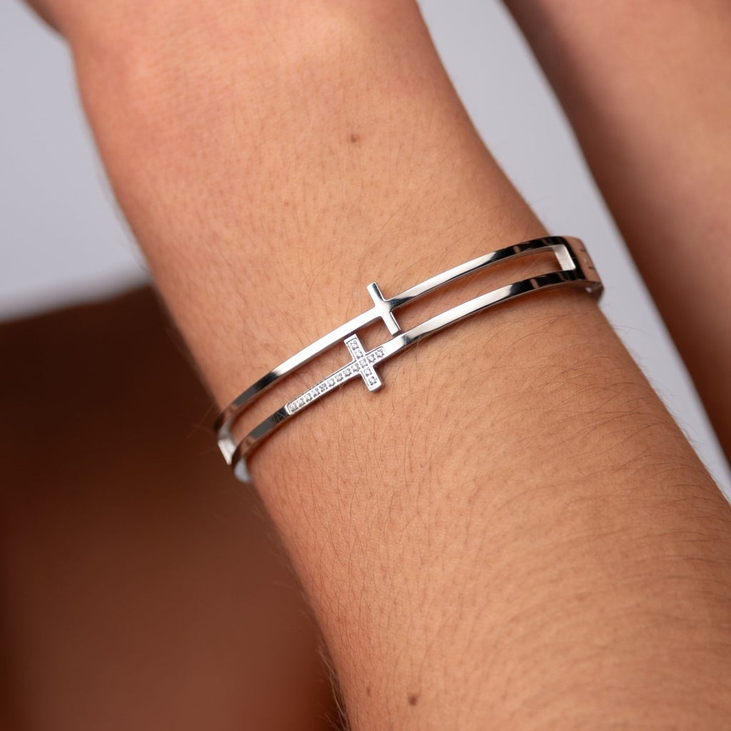 Bracelete Cruz - Prata