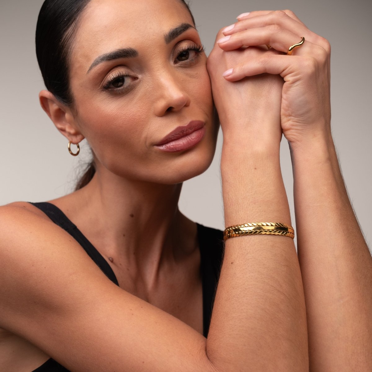 Bracelete Folhas Dourada Banhado em Ouro 18k
