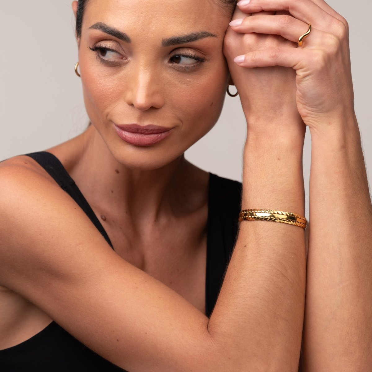Bracelete Folhas Dourada Banhado em Ouro 18k
