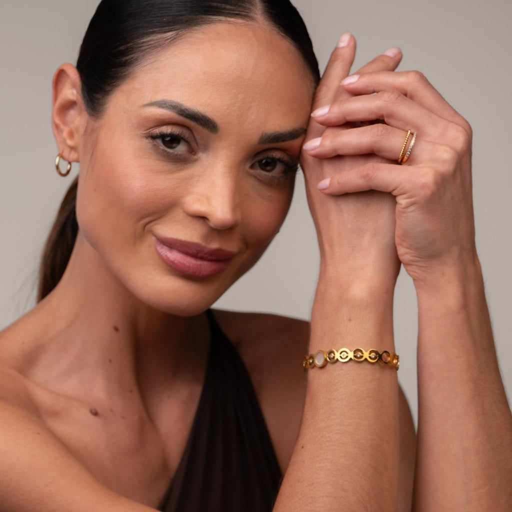 Bracelete Olivia Pedra Zircônia Banhado em Ouro 18k