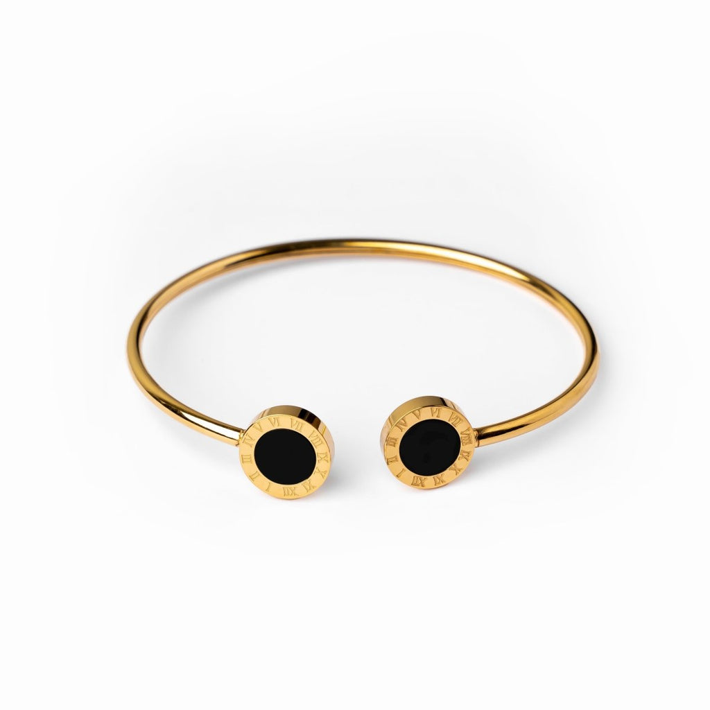 Bracelete Ônix Banhado em Ouro 18K
