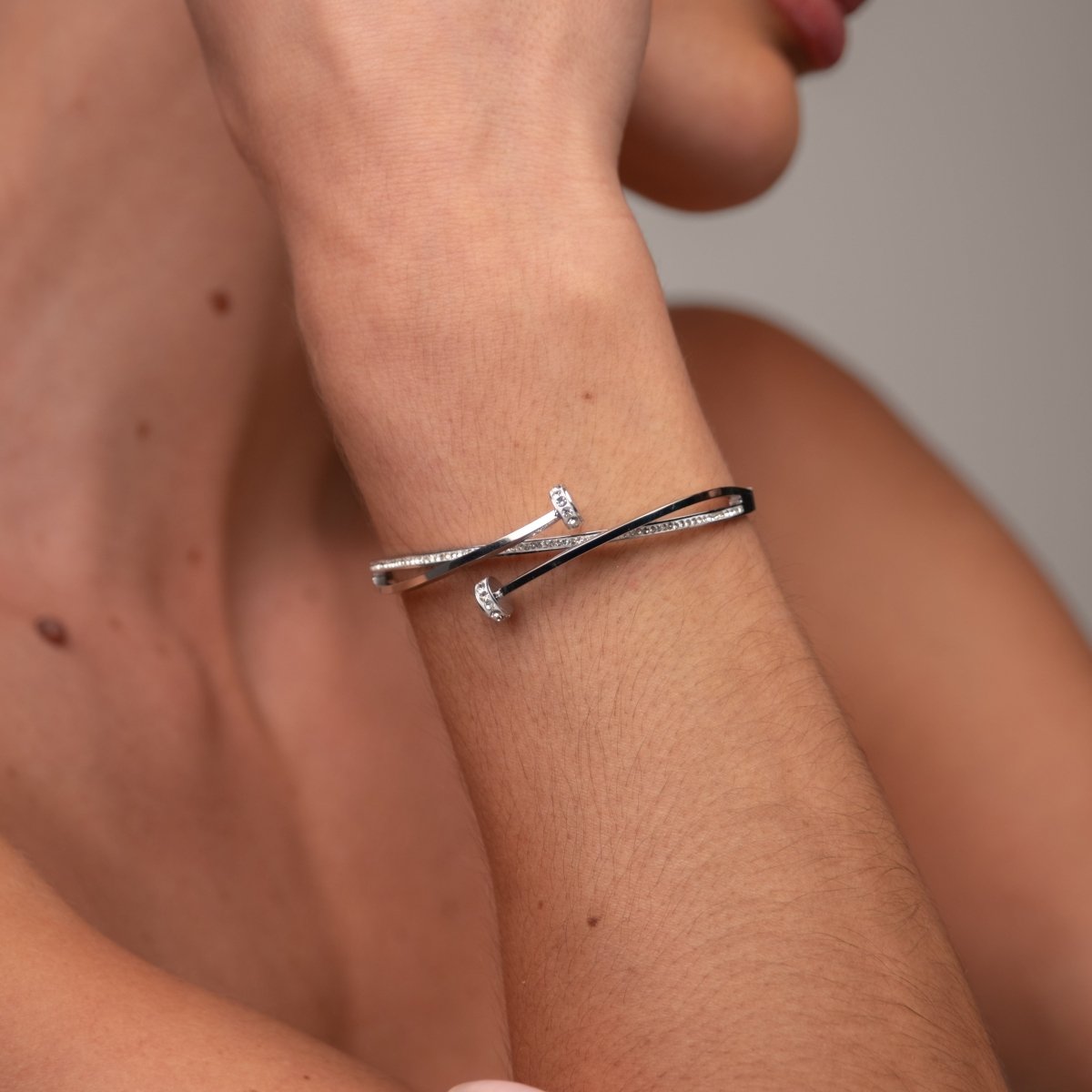 Bracelete Prego Zircônia - Prata