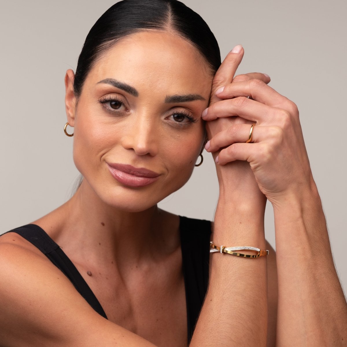 Bracelete Romano Zircônia Banhado em Ouro 18K