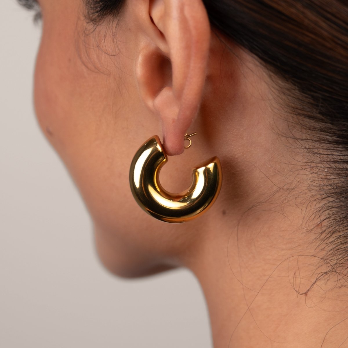 Brinco Argola Lola Chunky Banhado em Ouro 18K