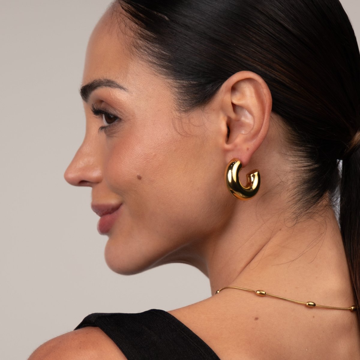 Brinco Argola Lola Chunky Banhado em Ouro 18K