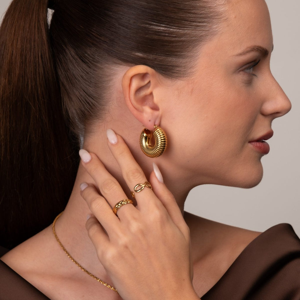 Brincos de Argolas Bold Ziza Banhado em Ouro 18k