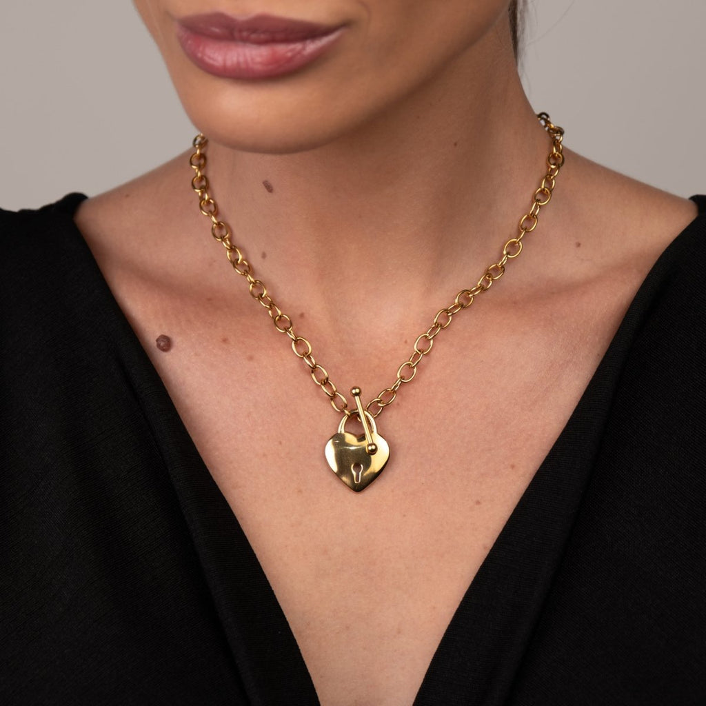 Colar Amor Eterno Coração Folheado A Ouro 18k
