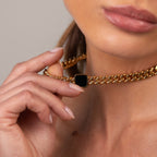 Colar Corrente Pedra Onix Quadrada Banhado em Ouro 18K
