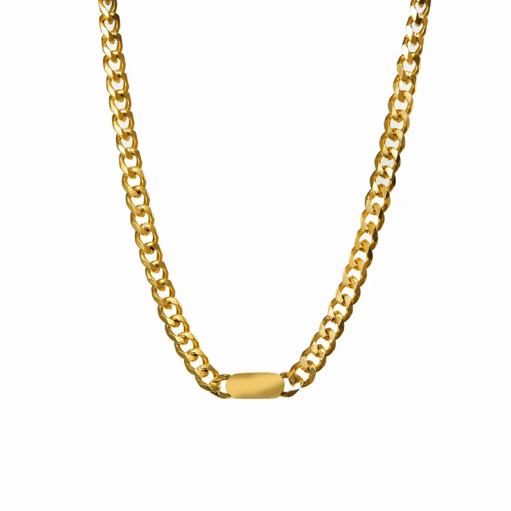 Colar Corrente Pingente Retangular Minimalista Banhado em Ouro 18K