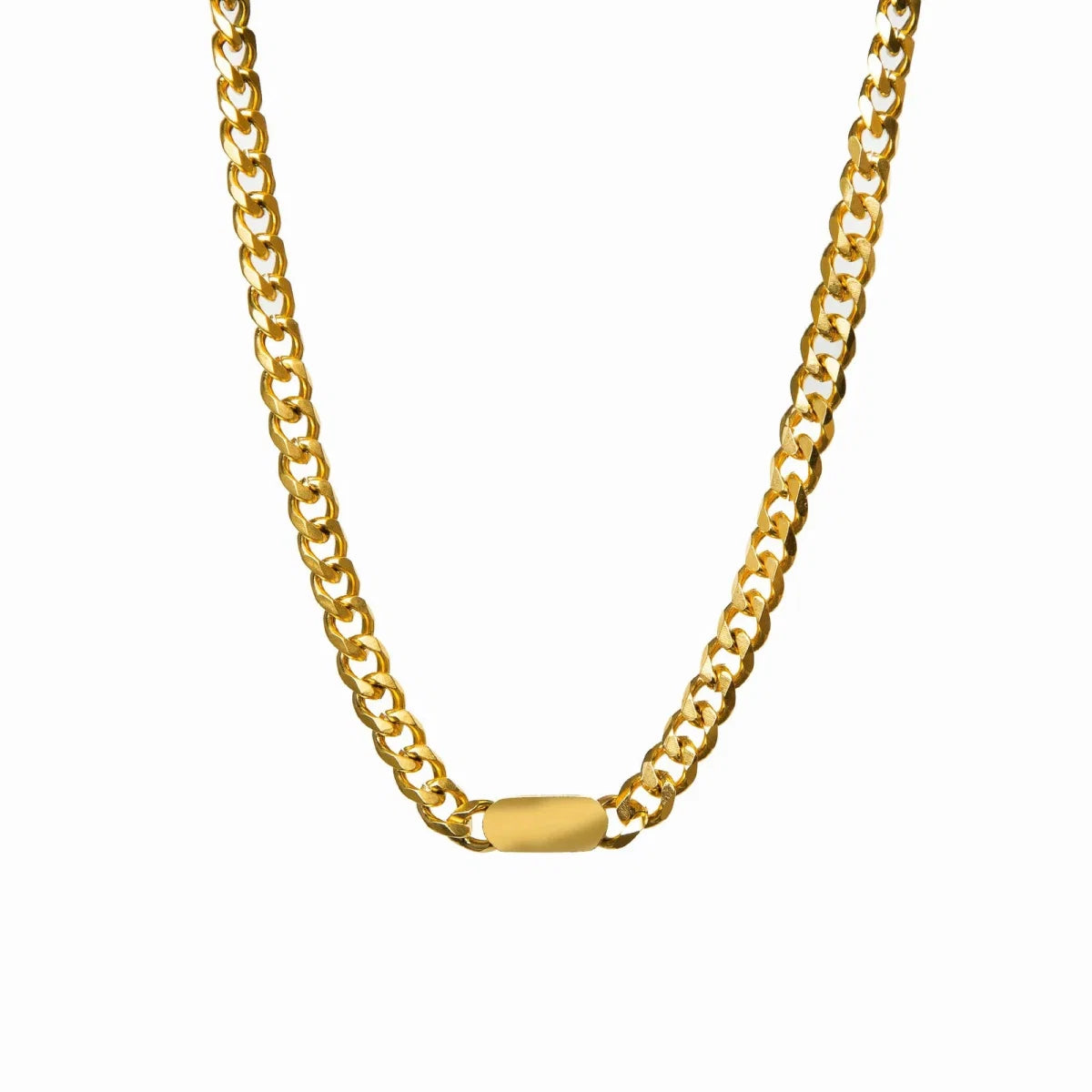 Colar Corrente Pingente Retangular Minimalista Banhado em Ouro 18K
