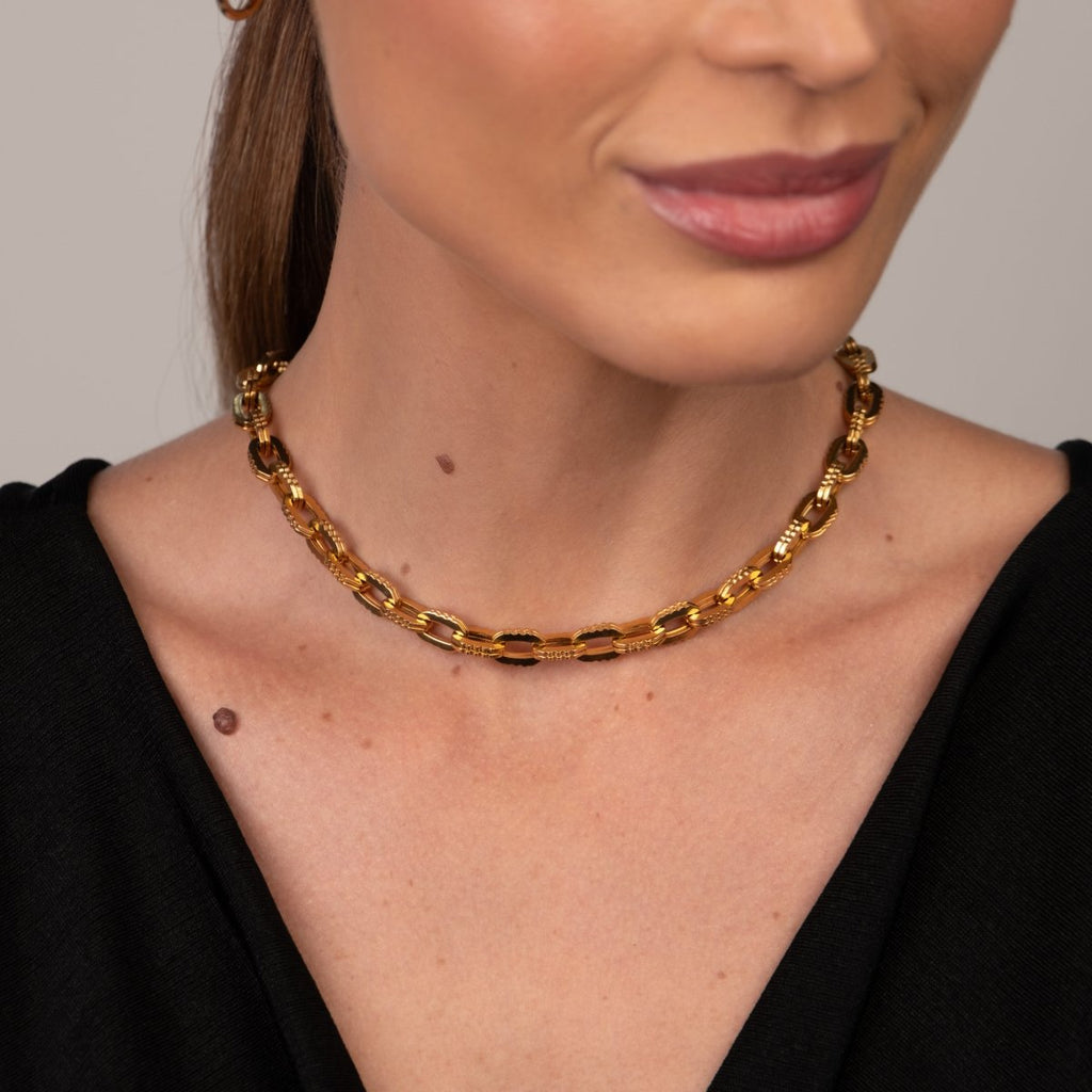 Colar Elos Chunky Banhado em Ouro 18k