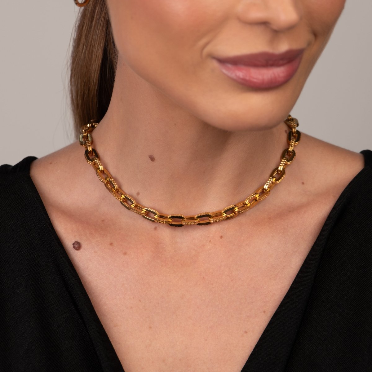 Colar Elos Chunky Banhado em Ouro 18k