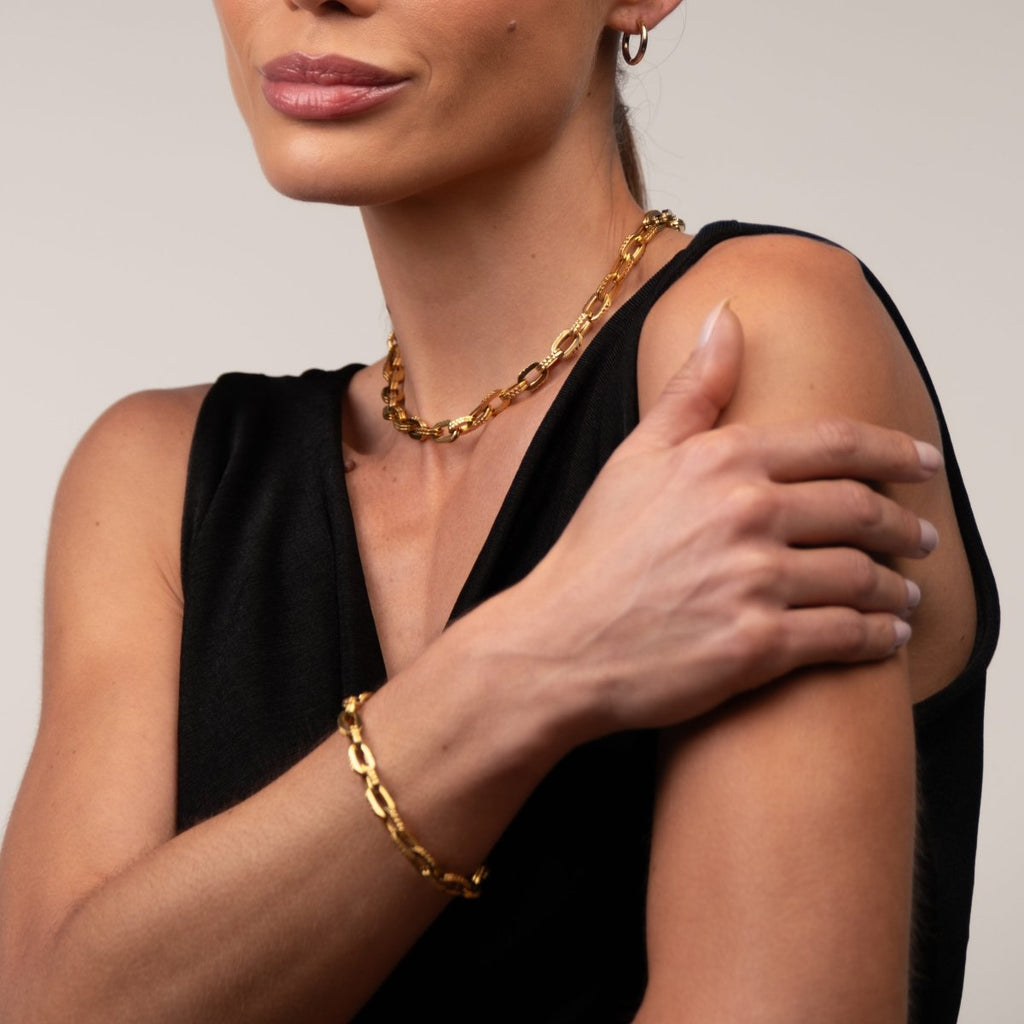 Colar Elos Chunky Banhado em Ouro 18k