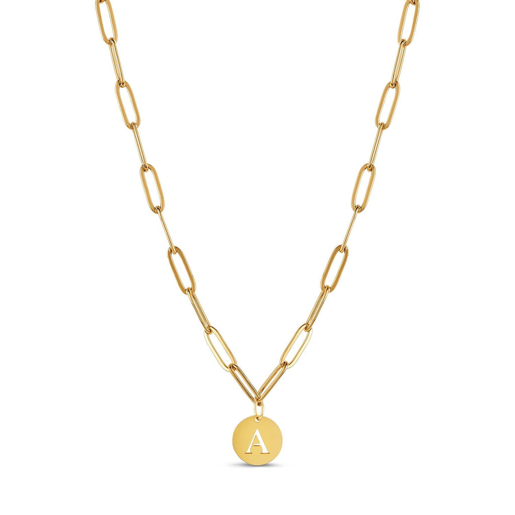 Colar Letra Inicial Clip Chain Banhado em Ouro 18K