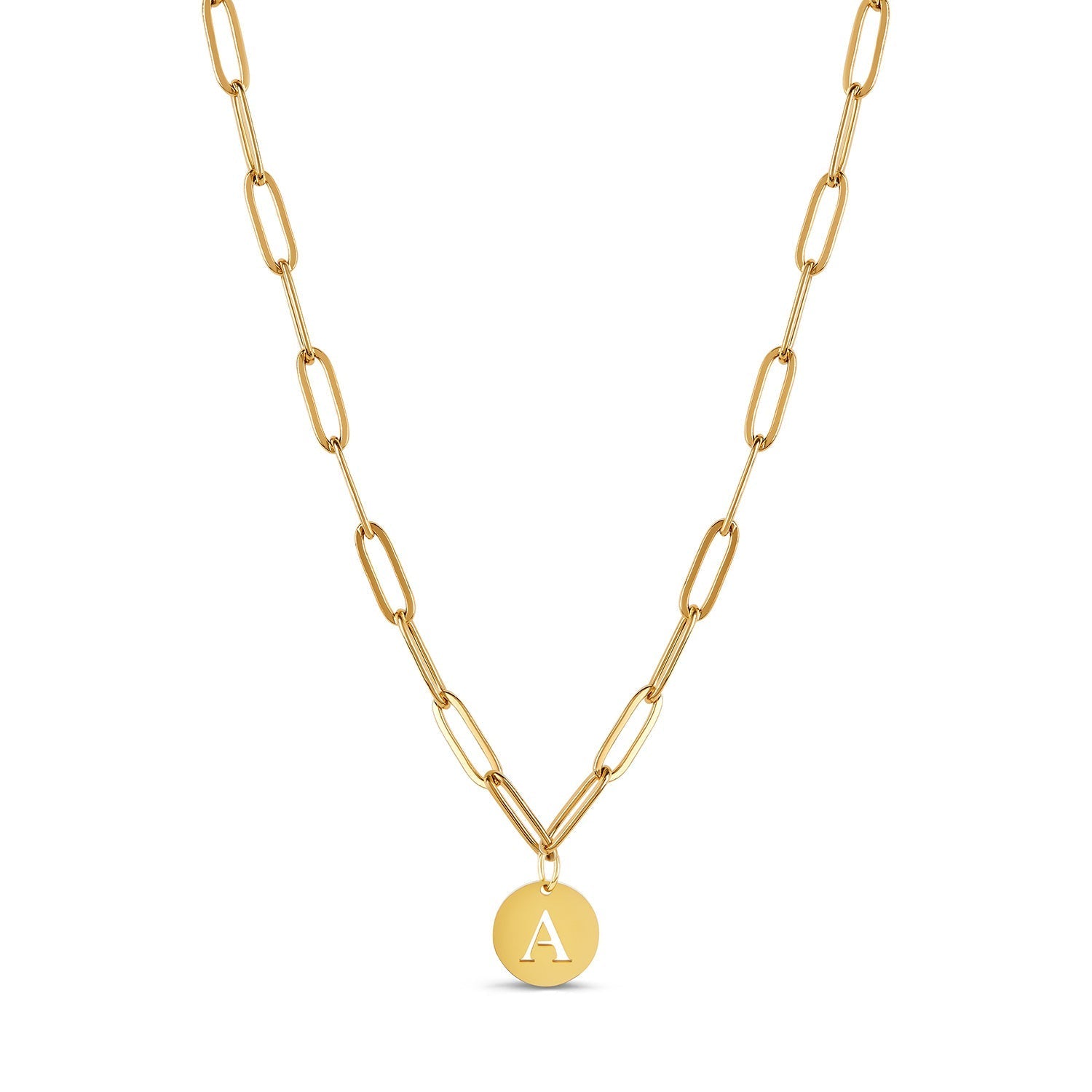 Colar Letra Inicial Clip Chain Banhado em Ouro 18K