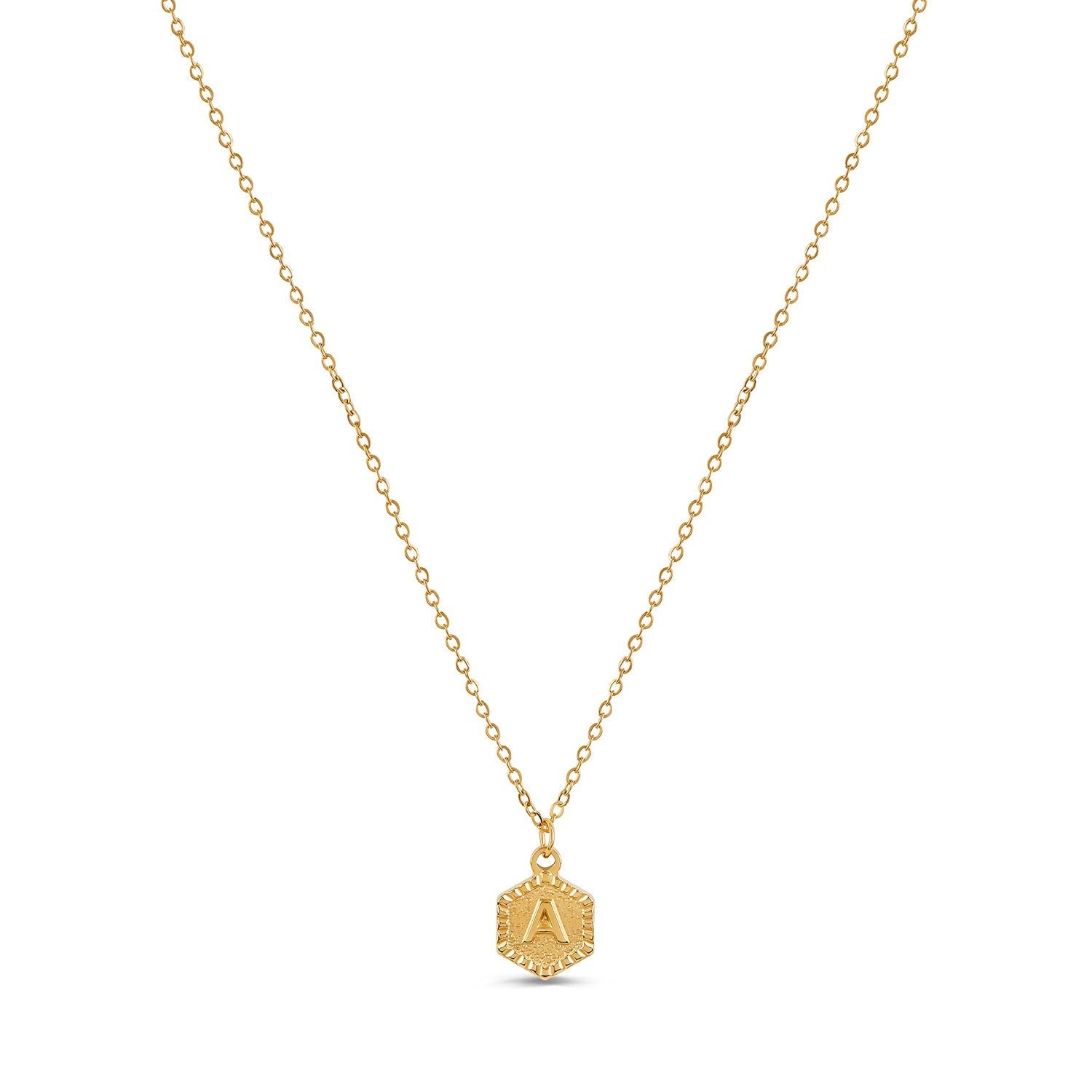Colar Letra Inicial Hex Banhado em Ouro 18K