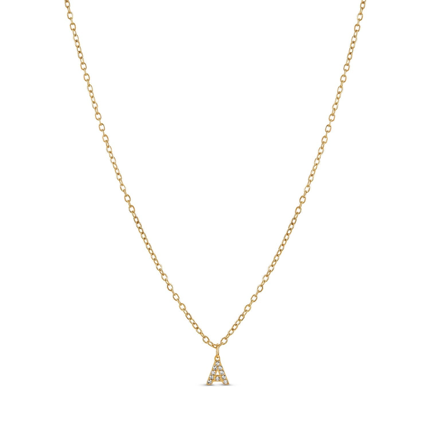 Colar Letra Inicial Stone Banhado em Ouro 18K