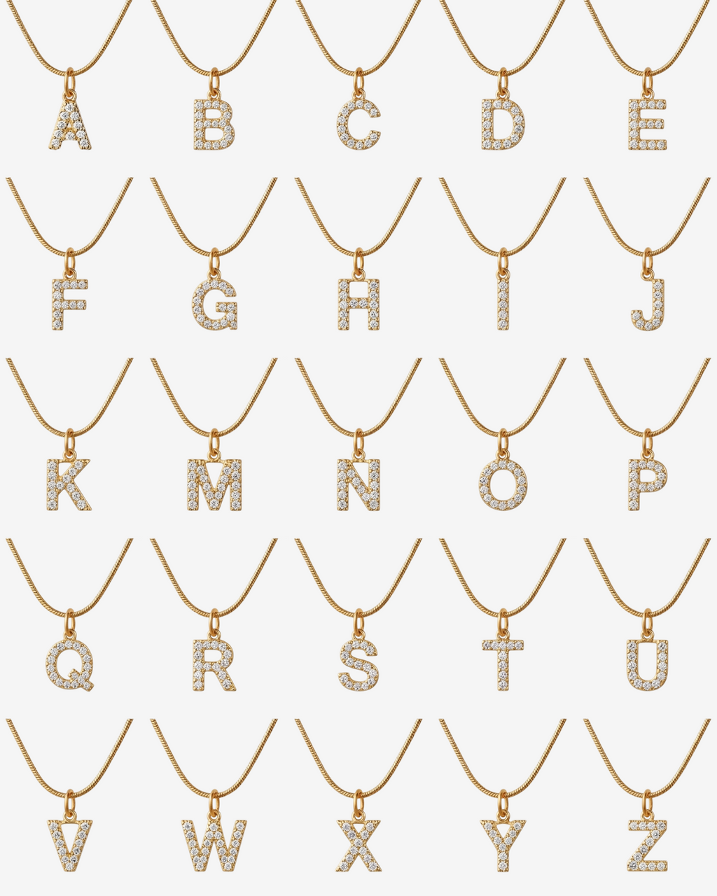 Colar Letra Inicial Zircônia Banhado em Ouro 18K