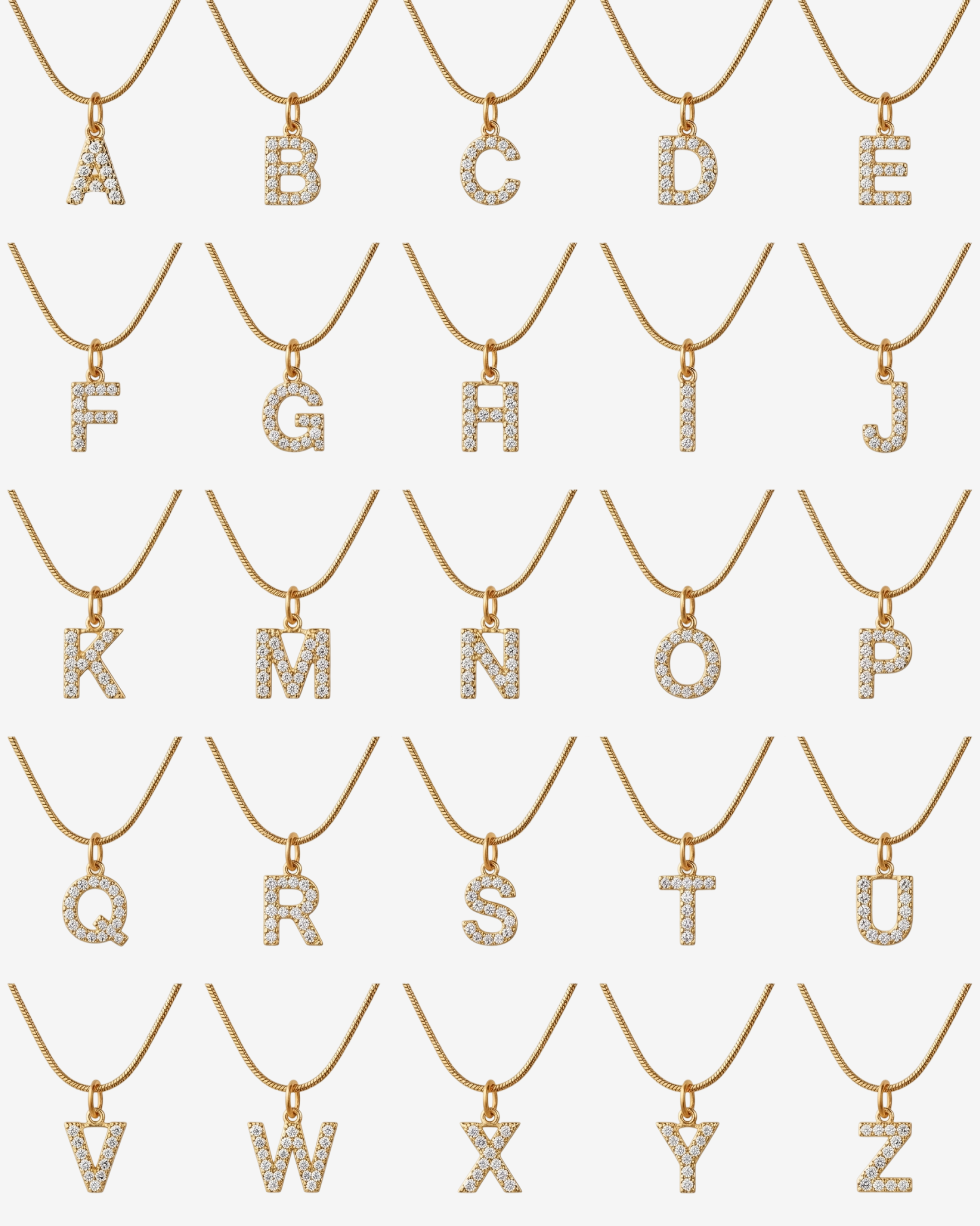 Colar Letra Inicial Zircônia Banhado em Ouro 18K